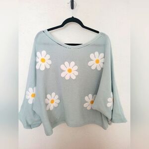 BiBi Baby Blue Lightweight Daisy Sweater  Size L